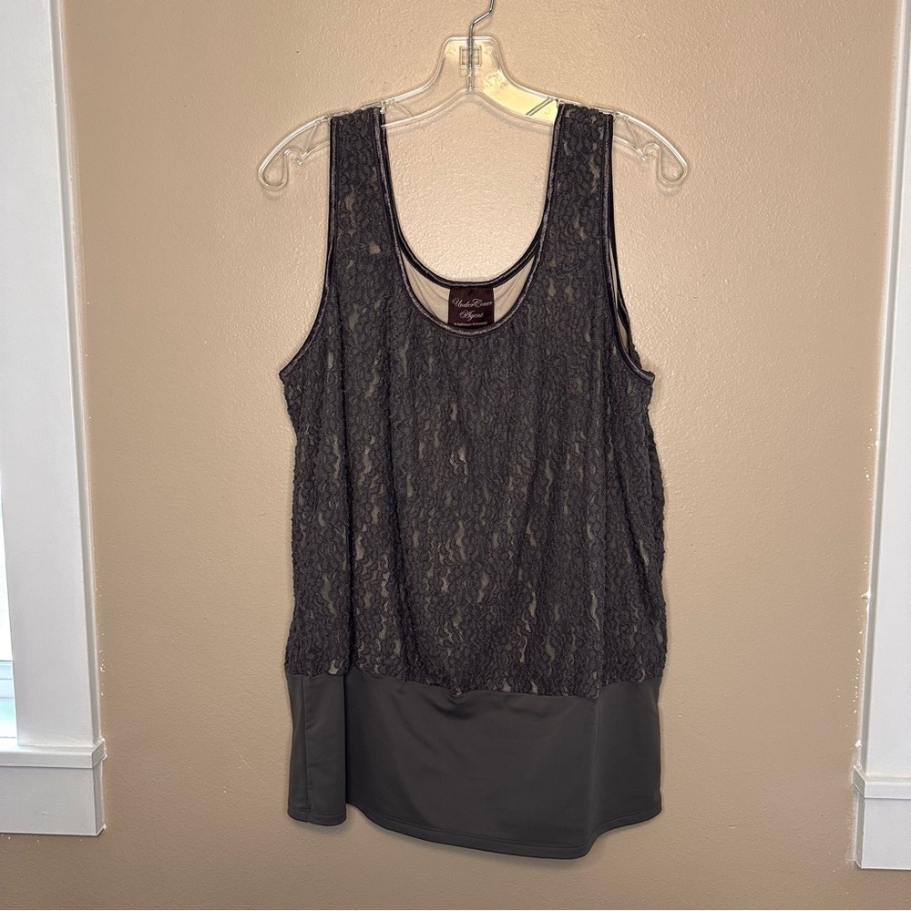 UnderCover Agent by Kathleen Kirkwood Mink Gray Lace Tank Top Size 2X